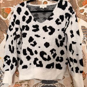 Stylish V-Neck Sweater in Black and White